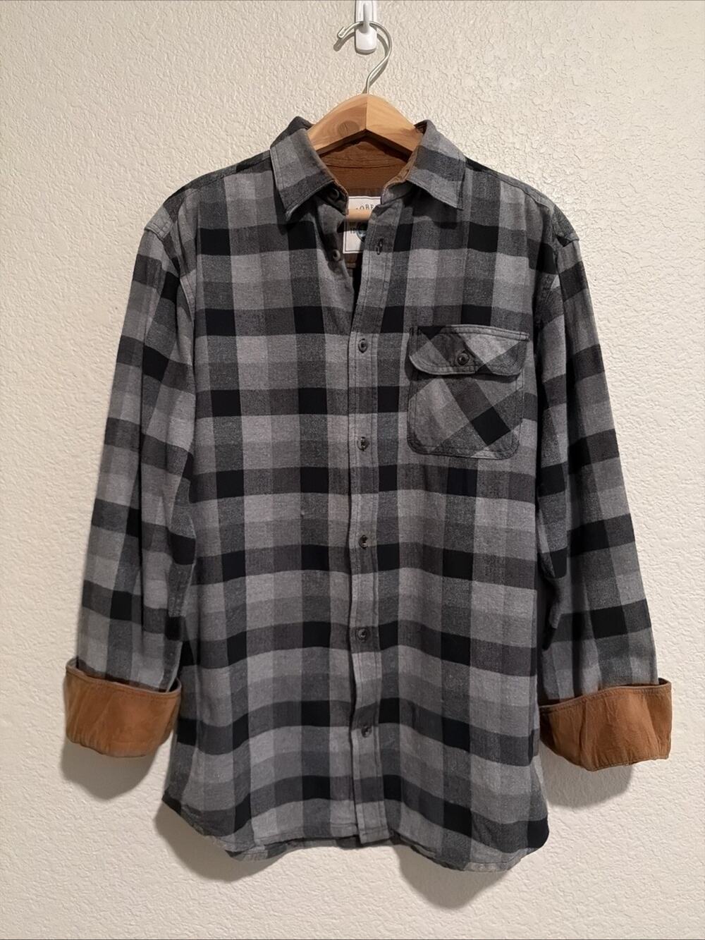 Gioberti Shirt Mens Flannel Plaid Fishing Hunting Cabin Cotton Lumberjack Gray S